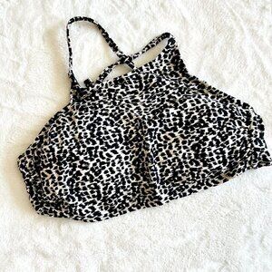 Cheetah Print Padded Halter Swim Top - Size: Medium